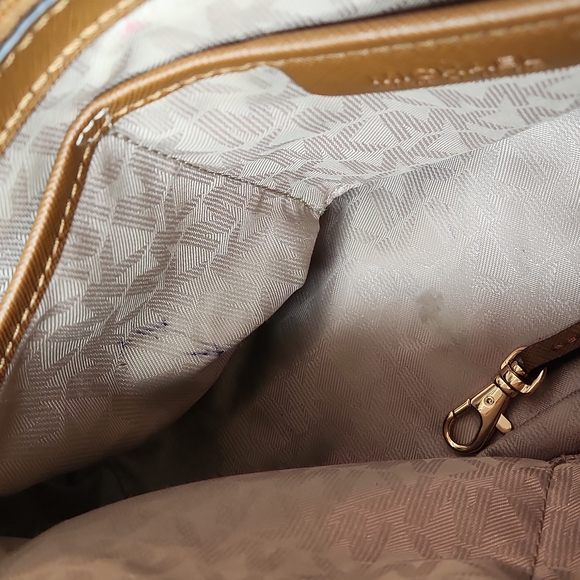 Michael Kors Saffiano Leather Cindy Dome Satchel in Peanut - Picture 9 of 12